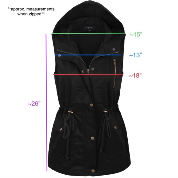 NWOT Zenana Outfitter Fur Lined Zip/Button/Hood Drawstring Vest BLACK SIZE M - Picture 13 of 13